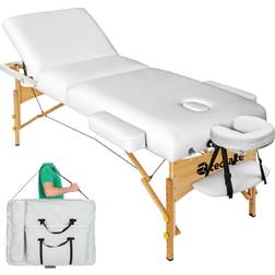 tectake Table de massage Somwang 3 zones avec rembourrage de 7,5cm et châssis en bois blanc