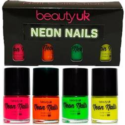 BeautyUK Neon Nail Polish Set 4-pack