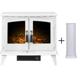 Adam Woodhouse Electric Stove in Pure White with Straight Stove Pipe in Pure White