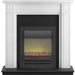 Adam Georgian Fireplace Suite in Pure White with Eclipse Electric Fire in Black, 39 Inch