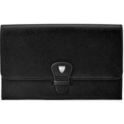 Aspinal of London Leather Black Saffiano Print Travel Wallet With Removable Inserts