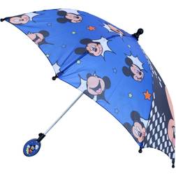 Disney Kid's Mickey Mouse Stick Umbrella with Clamshell Handle Blue