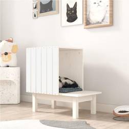 vidaXL Cat House White 60x36x60 Solid Wood Pine - White