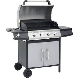 vidaXL Barbecue Griglia A Gas 4+1 Fornelli Nero E Argento