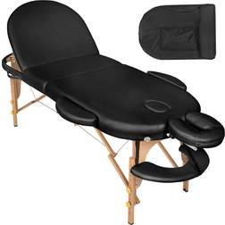 tectake Lettino da massaggio Sawsan a 3 zone, con 5 cm di imbottitura e supporto in legno nero da