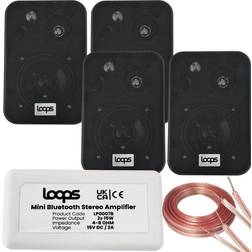 Loops Wireless Bluetooth Amplifier & 4x 70W Wall Corner Speakers Kit HiFi Amp System
