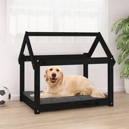 vidaXL Cuccia Per Cani Nera 81x60x70 cm In Legno Massello Di Pino