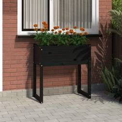 vidaXL Jardinera Madera Maciza De Pino Negro 78x40x81 cm