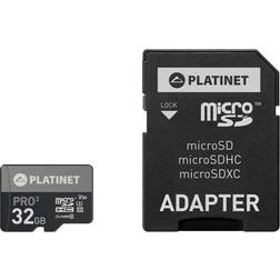 Platinet Pro MicroSDHC Class 10 UHS-III U3 V30 90/30MB/s 32GB +SD Adapter