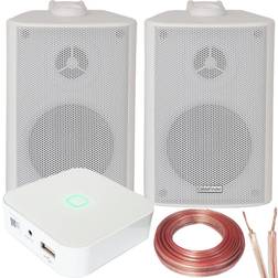 Loops 80W Mini WiFi Stereo Amplifier & 2x 60W White Wall Mounted Speaker Audio System
