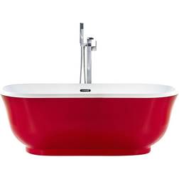 Beliani Vasca Da Bagno Freestanding Rossa Ovale 170 x 77 cm