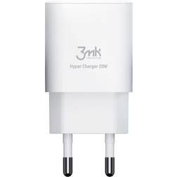 3mk HyperCharger 20W Hurtig Oplader USB-C, USB-A Hvid