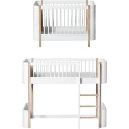Oliver Furniture Wood Mini+ Basic Till Låg Loftsäng Vit/ek