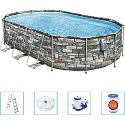 Bestway Power Steel poolsæt Comfort Jet Series 610x366x122 cm oval