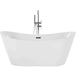 Beliani Modern Bath Tub White Acrylic Oval Overflow System Antigua