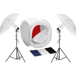 Massa studio set Shadowless photography set 2x 600W/2x umbrella 84cm/tent 80cm