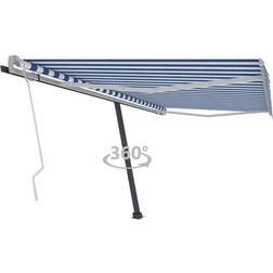 vidaXL Tenda Retrattile Manuale Autoportante 450x300 cm Blu/Bianca Arredo Giardino