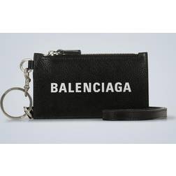 Balenciaga Logo-Print Full-Grain Leather Cardholder - Black