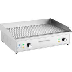 Royal Catering Fry Top Elettrico Doppio 700 x 400 mm Piastra Rigata 4400 W RCPG 51