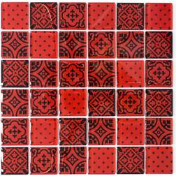 HUH Mosaik Kristallmosaik Röd/Svart 4.8X4.8Cm Pris Per Ark 30x30cm