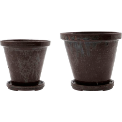 House Doctor Flower Pot With Tray 2-pack H12xø13,5/h14xø16