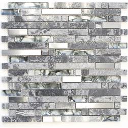 HUH Mosaik Interlock Crystal/Stone/Steel Mix Grey Xcm Mv778 Pris 30x30cm