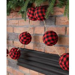 GlitzHome Garlands Red & Black Plaid Sphere Garland Set of Two