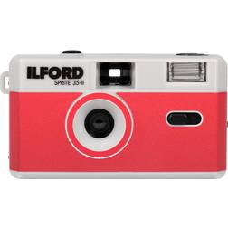 Ilford Sprite 35-II Reusable/Reloadable 35mm Analog Film Camera (Silver and Red)