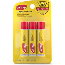 Carmex 3-Pack Medicated Lip Balm Sticks Color