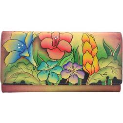 Anna by Anuschka Women's Hand Painted Genuine Leather Multi Pocket Wallet - Mediterranean Garden