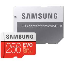 Samsung EVO Plus 256 GB microSDXC UHS-I U3 100 MB/s Full HD & 4K UHD Memory Card with Adapter (MB-MC256GA) Red/White