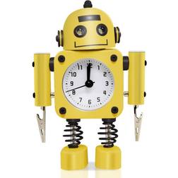 Betus Non-Ticking Robot Alarm Clock Stainless Metal Wake-up Clock with Flashing Eye Lights and Hand Clip (Yellow)