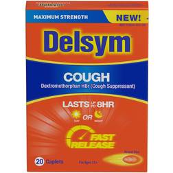 Maximum Strength Delsym Cough Suppressant, Fast Release Caplets, Lasts Count