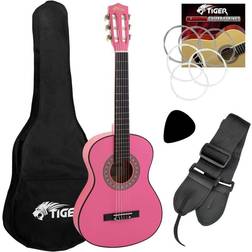 Tiger Tiger 1/4 Size Classical Guitar Pack Pinkwith 6 Months FREE Lessons Included