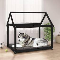 vidaXL Cuccia Per Cani Nera 111x80x100 cm In Legno Massello Di Pino