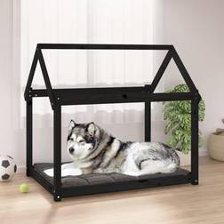 vidaXL hundeseng 111x80x100 fyrretræ sort