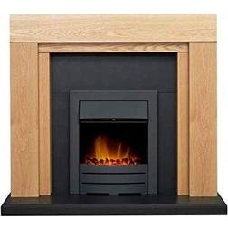 Adam Beaumont Oak & Black Fireplace with Downlights & Colorado Electric Fire in Black, 48 Inch