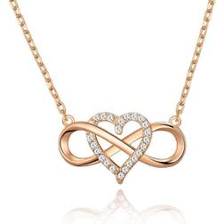 Rose Plated Infinity Heart Necklace Created with Swarovski Crystals