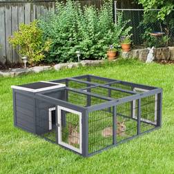 Pawhut Rabbit Hutch Small Animal House Ferret Bunny Rabbit Hideaway
