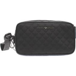 Emporio Armani Men's small black toiletry bag with eagles, Black