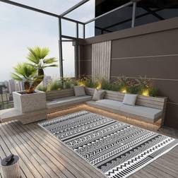 vidaXL Outdoor Rug Black, White cm