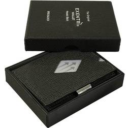 Exentri Wallets Leather RFID-Blocking Tri-Fold Wallet with Stainless Steel Clasp Mosaic Black