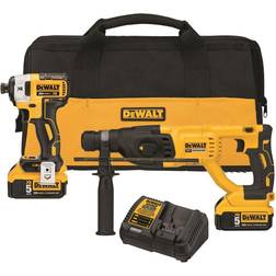 Dewalt 20V MAX* XR Rotary Hammer Drill and Impact Driver Kit, 1-Inch SDS Plus (DCK233P2)