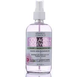 Advanced Clinicals Collagen + Rosewater, Pump + Glow Facial Mist