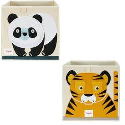 3 Sprouts Fabric Cube Box Bin Panda Bear