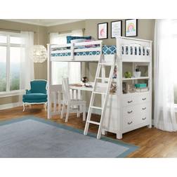 Hillsdale Furniture Highlands White Twin Loft Bed With Desk Chair