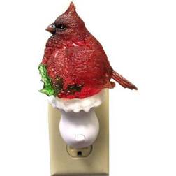 Roman Cardinal with Holly Nightlight Red