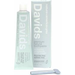 Davids Natural Toothpaste Whitening Antiplaque Fluoride Free SLS Free Peppermint