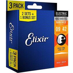 Elixir Nanoweb 16540 Pack de 3 jeux de cordes électriques Super Light 9-42