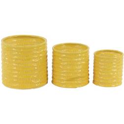 Olivia & May Set of 3 Contemporary Porcelain Planters Yellow